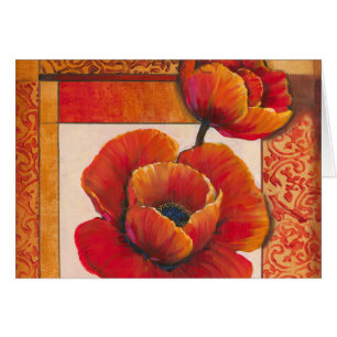 Poppy Flowers on Tan and Orange Background