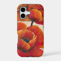 Poppy Flowers on Tan and Orange Background