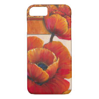 Poppy Flowers on Tan and Orange Background