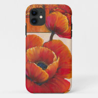 Poppy Flowers on Tan and Orange Background