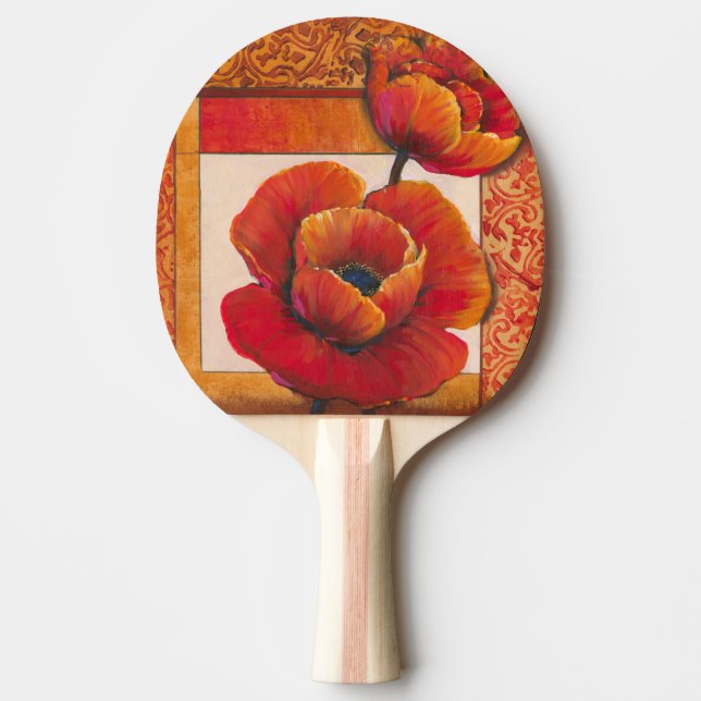 Poppy Flowers on Tan and Orange Background Ping Pong Paddle (Front)