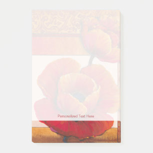Poppy Flowers on Tan and Orange Background Post-it Notes