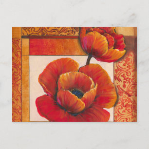 Poppy Flowers on Tan and Orange Background Postcard