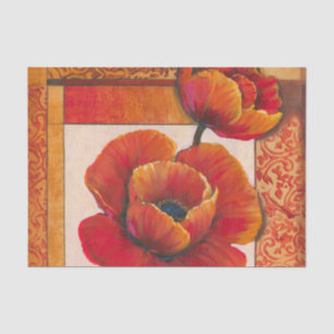 Poppy Flowers on Tan and Orange Background Tissue Paper