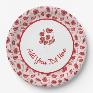Poppy Flowers Paper Plate