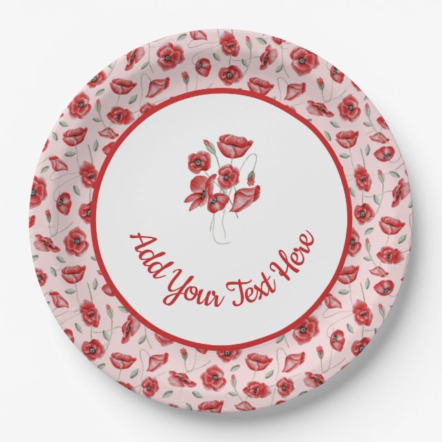 Poppy Flowers Paper Plate (Front)