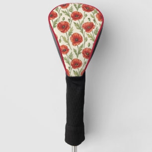Poppy flowers pattern golf head cover
