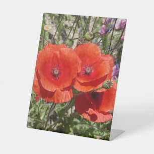 POPPY FLOWERS PEDESTAL SIGN