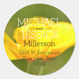 Poppy Flowers Personalised address Classic Round Sticker