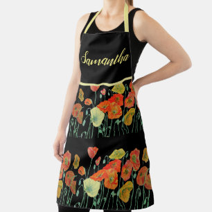 Poppy Flowers Poppy Floral Watercolor Art Apron