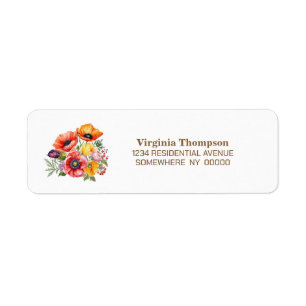 Poppy Flowers Return Address Label