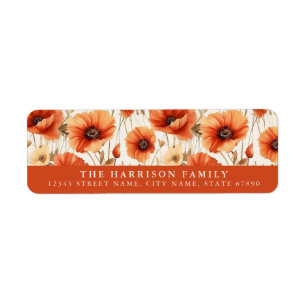 Poppy Flowers Return Address Labels