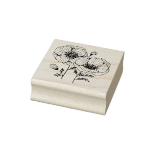 Poppy flowers  rubber stamp