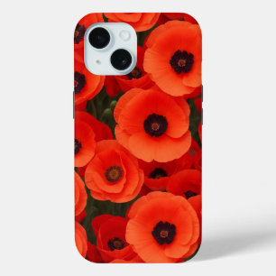 Poppy flowers styled design iPhone 15 case