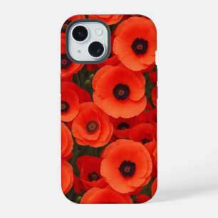 Poppy flowers styled design iPhone 15 case