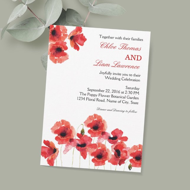 Poppy Flowers Wedding Invitation (Creator Uploaded)