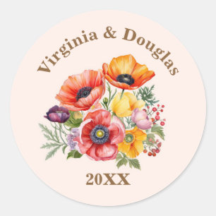 Poppy Flowers Wedding Invitation Envelope Seal