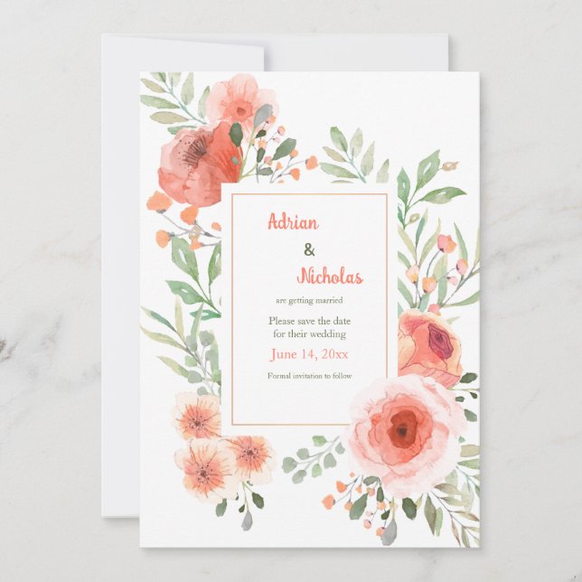 Poppy Frame Save the Date Announcement (Front)