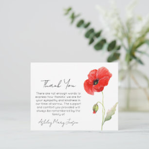 Poppy Funeral Thank You Card Bereavement