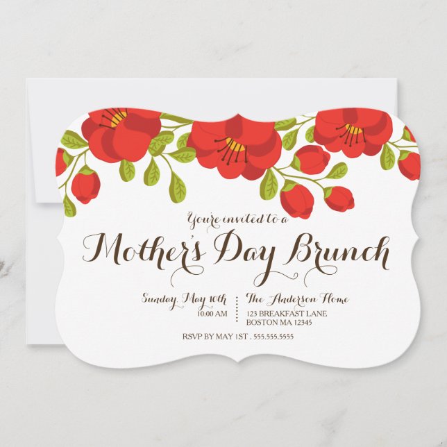 Poppy Garden Floral Mother's Day Brunch Invitation (Front)