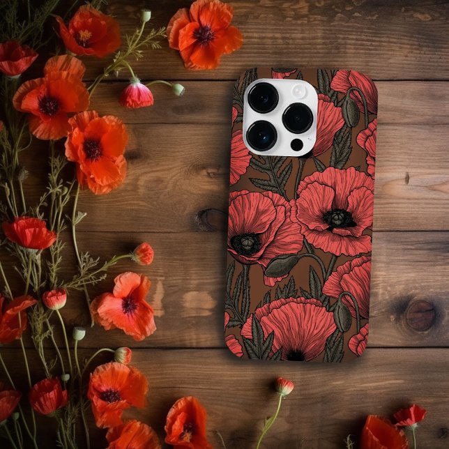 Poppy garden in coral and brown (Creator Uploaded)