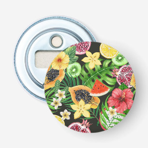 Poppy garden in coral and brown bottle opener