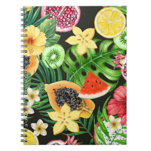 Poppy garden in coral and brown notebook