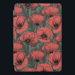 Poppy garden in coral, brown and pine green iPad pro cover<br><div class="desc">Vector pattern made of hand-drawn poppies.</div>