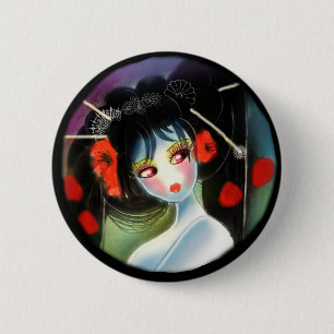 poppy geisha 6 cm round badge