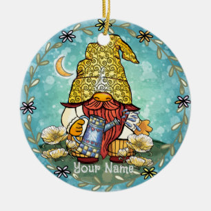 Poppy gnome ceramic tree decoration