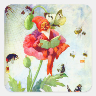 Poppy Gnome Square Sticker