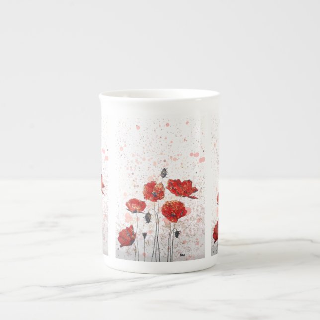 Poppy Gold - Bone china mug (Front)