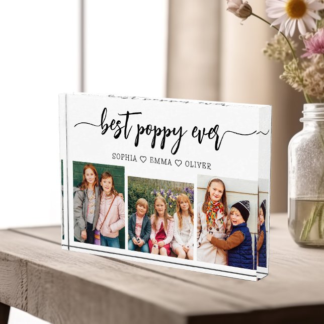 Poppy Grandfather Grandchildren Photo Collage Block (Creator Uploaded)