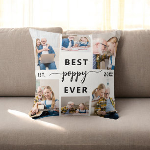 Poppy Grandfather Grandchildren Photo Collage Cushion