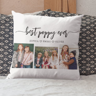 Poppy Grandfather Grandchildren Photo Collage Cushion