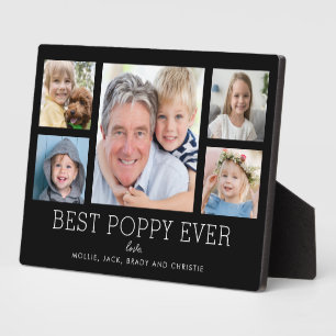 Poppy Grandfather Grandchildren Photo Collage Plaque