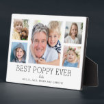 Poppy Grandfather Grandchildren Photo Collage Plaque<br><div class="desc">Simple and clean design lets your family photos shine on this Best Poppy Ever plaque. A large photograph in the centre with two smaller photos on either side let you insert your own photos easily. Best Poppy Ever is written below in a modern font. Two lines below let you complete...</div>