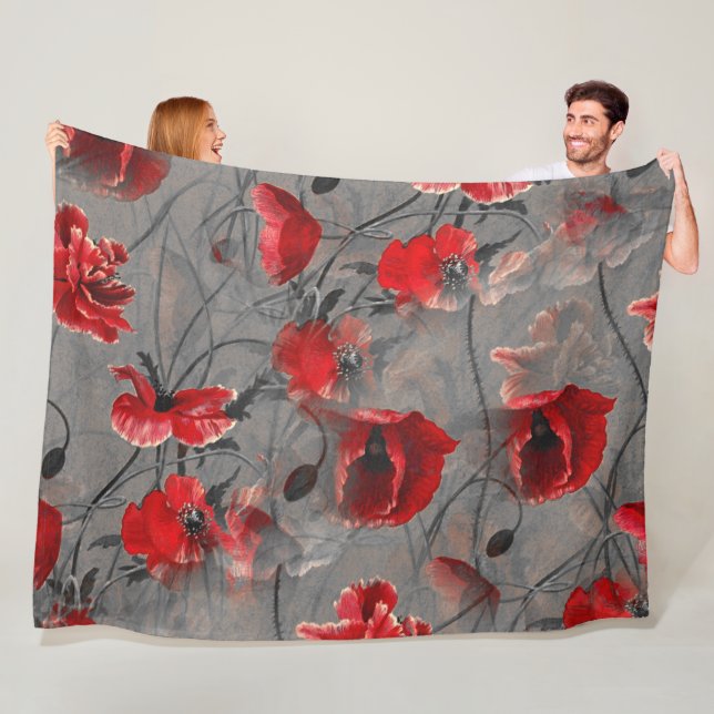 Poppy Haze Fleece Blanket (In Situ)