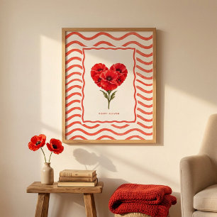 Poppy Heart Valentine Wave Wall Art