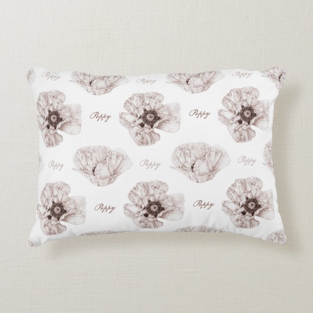 Poppy Illustrated Decorative Cushion (Front)