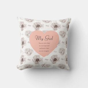 Poppy Illustrated Flower Cushion