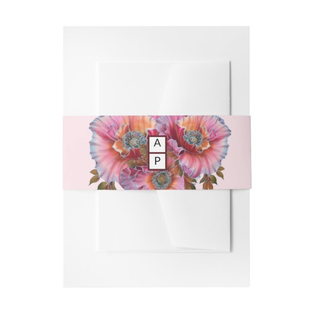 Poppy in Bloom | Elegant Chic Floral Wedding Invitation Belly Band (Front Example)