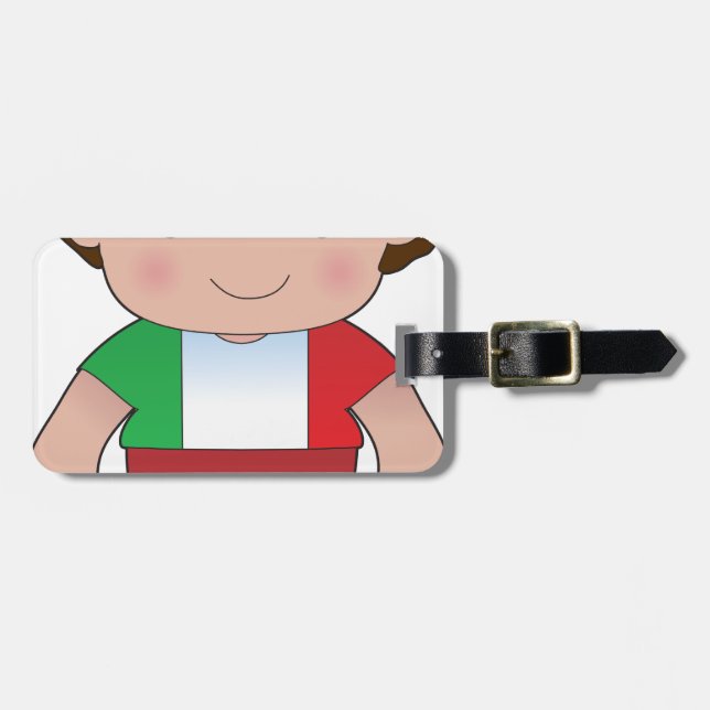 Poppy Italian Boy Luggage Tag (Front Horizontal)
