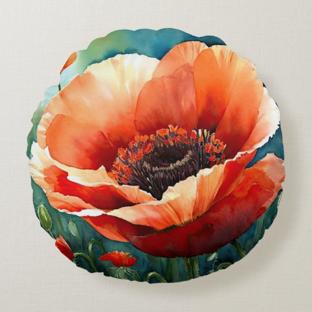 Poppy Kiss Round Cushion (Front)