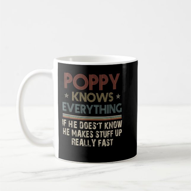 Poppy Know Everything - Grandpa Gift Coffee Mug (Left)