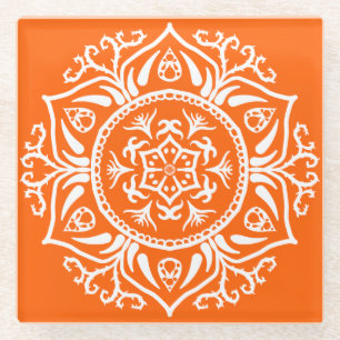 Poppy Mandala Glass Coaster