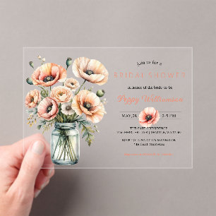 POPPY Mason Jar Bridal Shower Invitation 