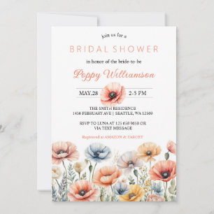 POPPY Mason Jar Bridal Shower Invitation 