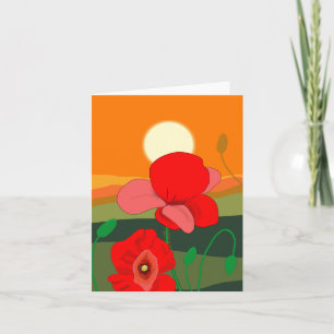 Poppy meadow at sunset card