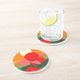 Poppy meadow at sunset coaster